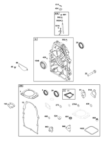 Crankcase Cover/Sump Group Diagram and Parts List for 356447-3542-G1 200000 - 399999 Briggs and Stratton Engine